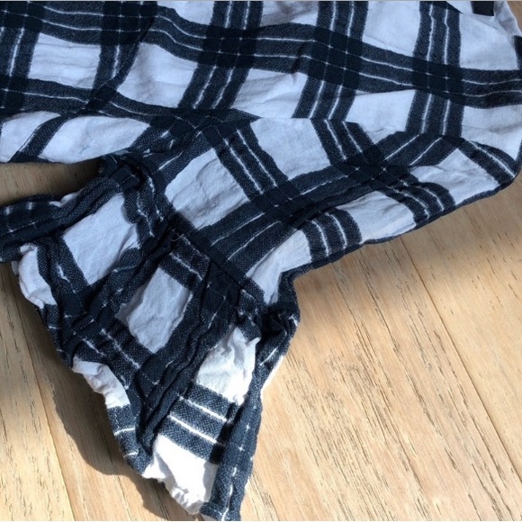 Madewell Dress.Sz 2 shift mini Leighton Navy Blue plaid dress ruffle sleeve - Picture 5 of 8